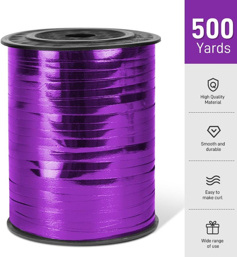 Isaspire 500 Yards Metallic Shiny Purple Curling Ribbon, 1/5" Curly Ribbons for Gift Wrapping, Birthday, Halloween, Christmas Party Decorations, and Balloon String for Flowers - Image 2